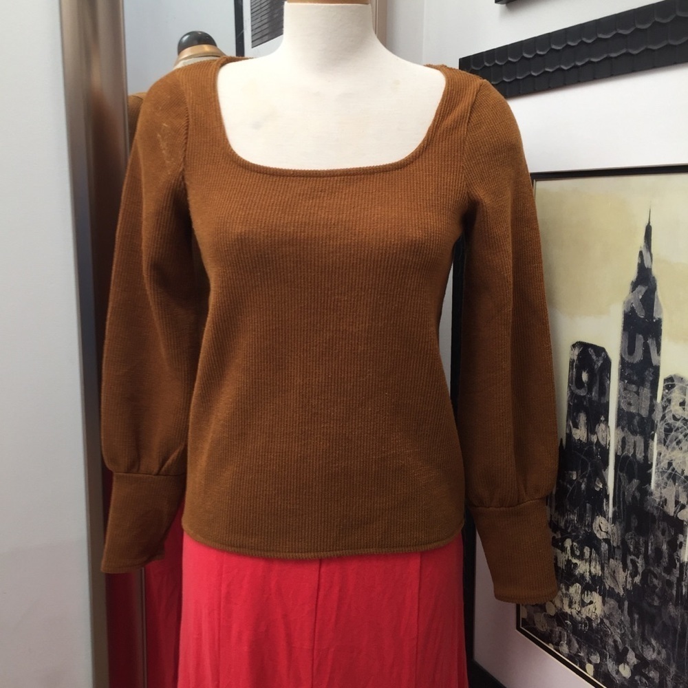 Madewell square neck ribbed long sleeve top
